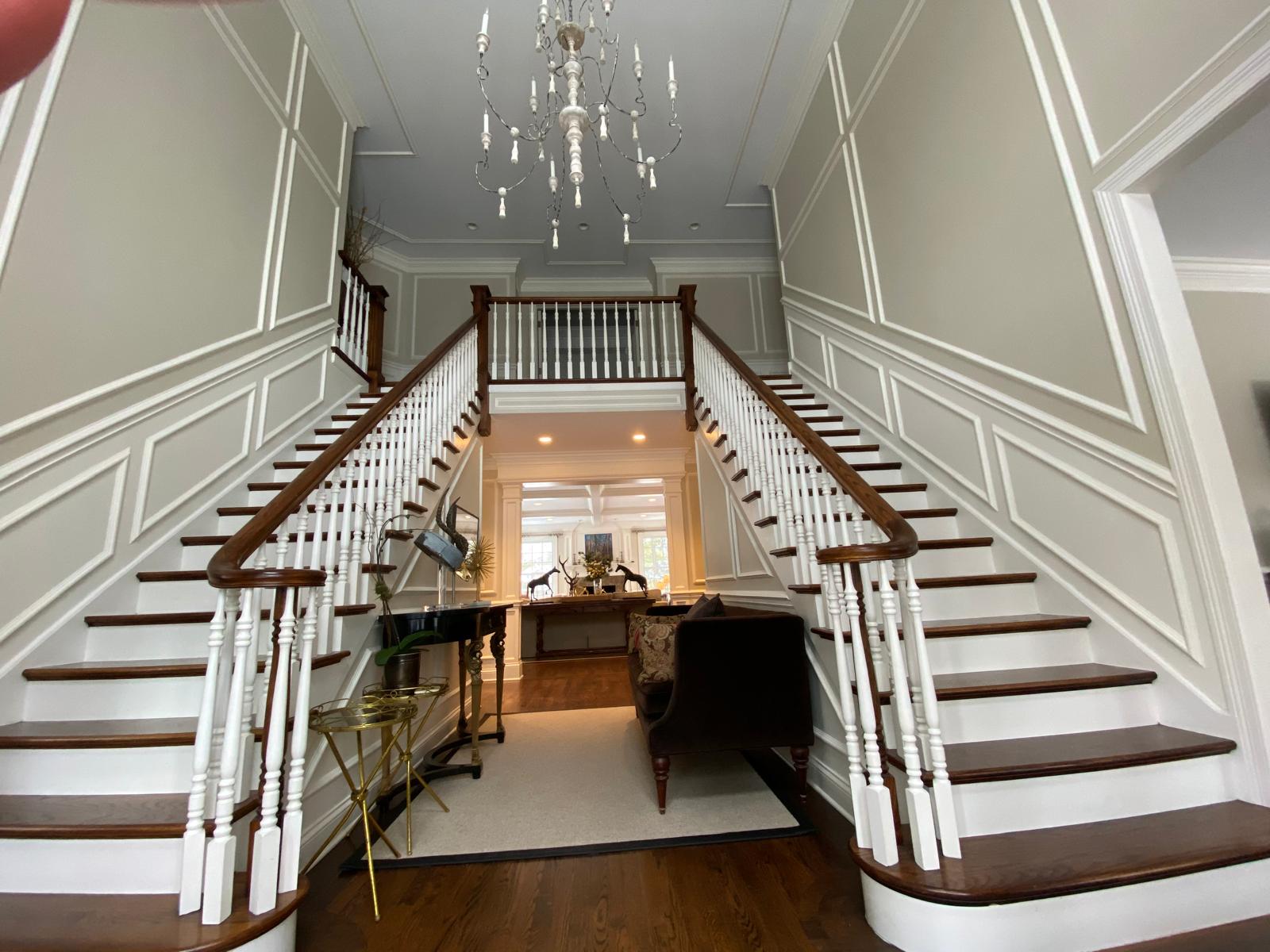 Elegant living room with coffered ceiling